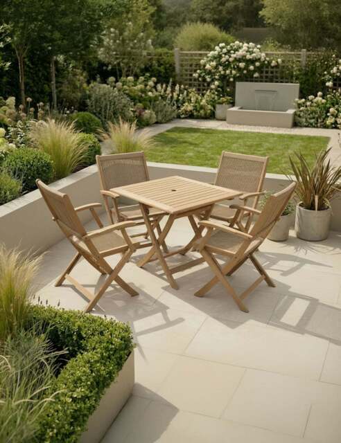 London 4 Seater Square Folding Set with London Rope Folding Armchairs - image 1