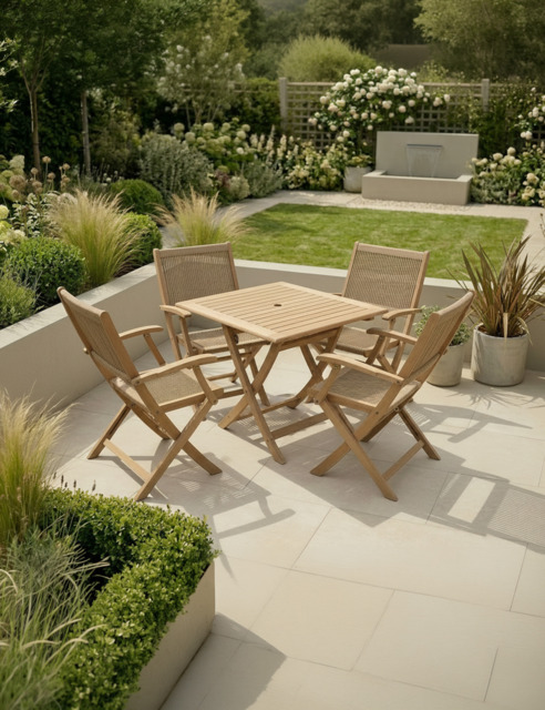 London 4 Seater Square Folding Set with London Rope Folding Armchairs - image 1