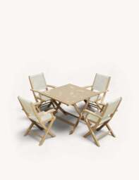 London 4 Seater Square Folding Set with London Rope Folding Armchairs - thumbnail 4