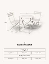 Padstow Folding Bistro Set Cashmere - thumbnail 5