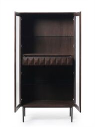 ROKA Dark Wood Geometric 2-Door Glass Cabinet - thumbnail 4