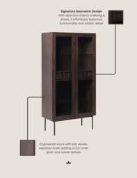 ROKA Dark Wood Geometric 2-Door Glass Cabinet - thumbnail 3