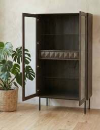 ROKA Dark Wood Geometric 2-Door Glass Cabinet - thumbnail 2