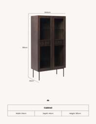 ROKA Dark Wood Geometric 2-Door Glass Cabinet - thumbnail 4