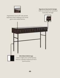 ROKA Dark Wood Geometric Console Table - thumbnail 3