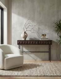 ROKA Dark Wood Geometric Console Table