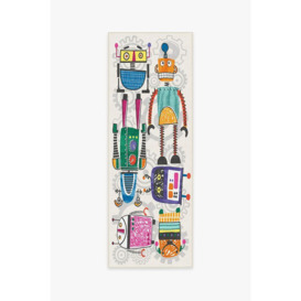 Robot Party Multicolour Rug - 75x215 - Machine Washable Area Rug - Kid & Pet Friendly - Indoor Rugs - Ruggable
