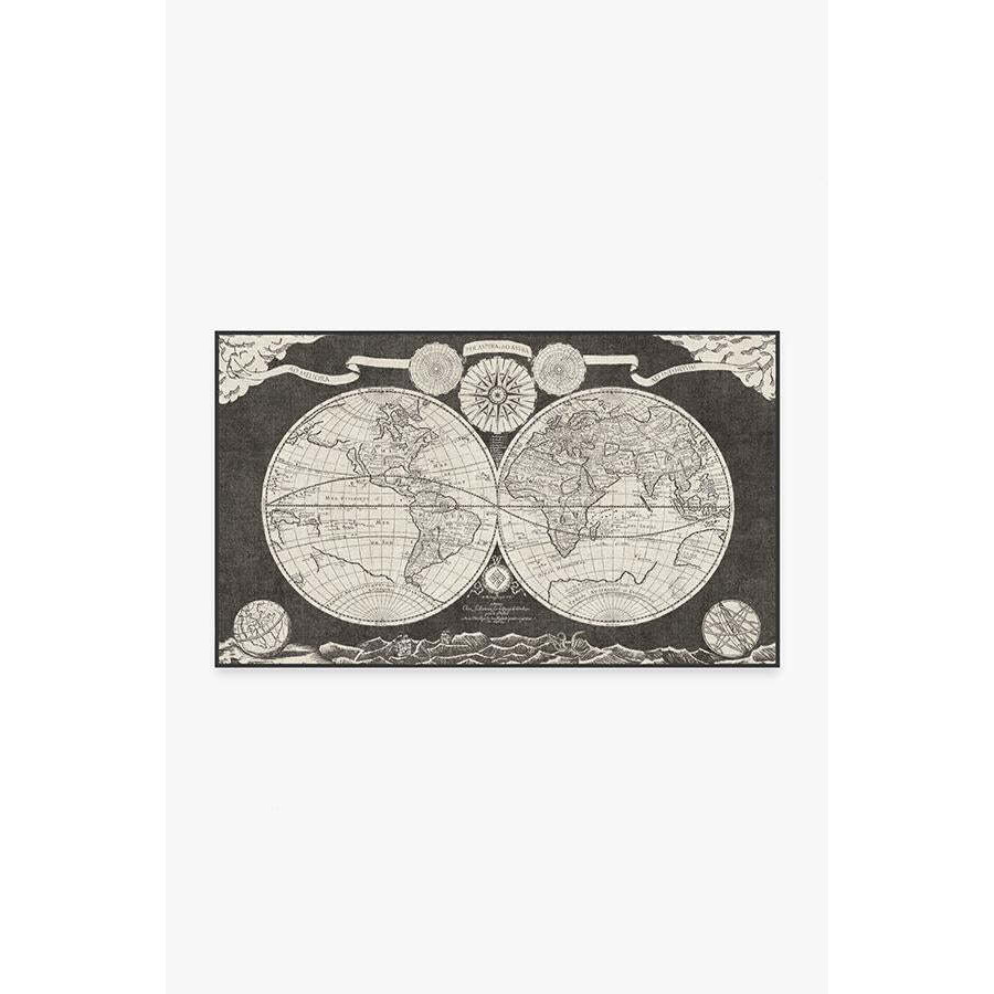 Sailor's Map Charcoal Rug - 90x150 - Machine Washable Area Rug - Kid & Pet Friendly - Indoor Rugs - Ruggable - image 1