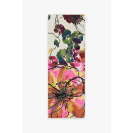 Watercolour Floral Multicolour Rug - 75x215 - Machine Washable Area Rug - Kid & Pet Friendly - Indoor Rugs - Ruggable - thumbnail 1
