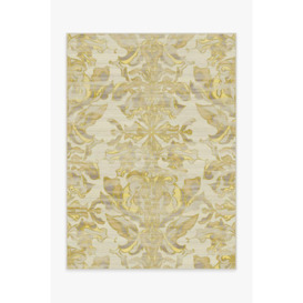 Transitional Damask Gold Rug - 150x215 - Machine Washable Area Rug - Kid & Pet Friendly - Indoor Rugs - Ruggable