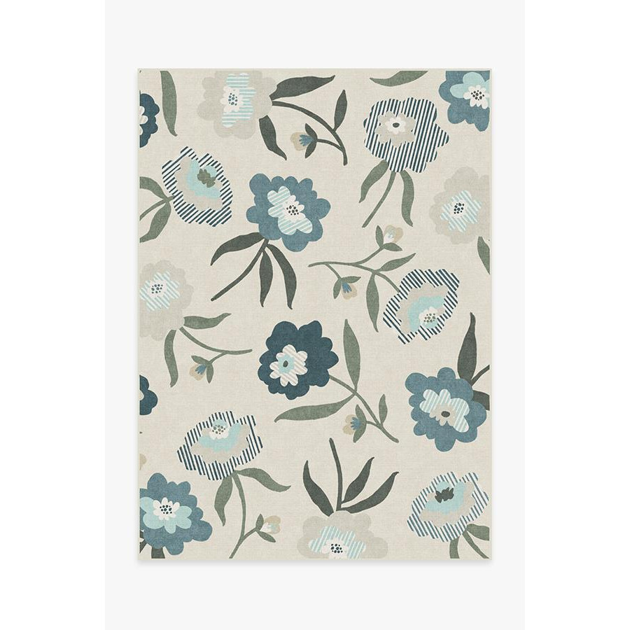 Fleur Margaritte Jade Rug - 150x215 - Machine Washable Area Rug - Kid & Pet Friendly - Indoor Rugs - Ruggable