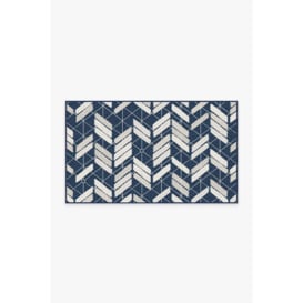 Outdoor Painted Chevron Navy Rug - 90x150 - Machine Washable Area Rug - Kid & Pet Friendly - Outdoor Rugs - Ruggable - thumbnail 1