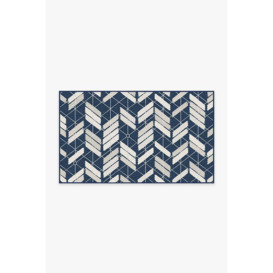 Outdoor Painted Chevron Navy Rug - 90x150 - Machine Washable Area Rug - Kid & Pet Friendly - Outdoor Rugs - Ruggable