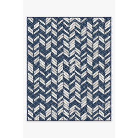 Outdoor Painted Chevron Navy Rug - 245x305 - Machine Washable Area Rug - Kid & Pet Friendly - Outdoor Rugs - Ruggable