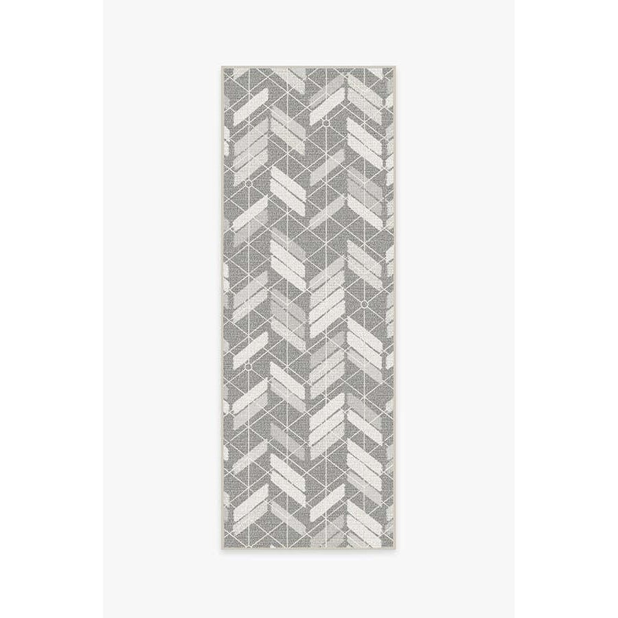 Outdoor Painted Chevron Grey Rug - 75x215 - Machine Washable Area Rug - Kid & Pet Friendly - Outdoor Rugs - Ruggable - image 1