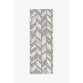 Outdoor Painted Chevron Grey Rug - 75x215 - Machine Washable Area Rug - Kid & Pet Friendly - Outdoor Rugs - Ruggable - thumbnail 1