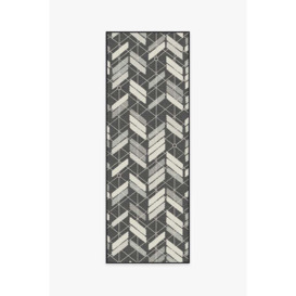Outdoor Painted Chevron Black Rug - 75x215 - Machine Washable Area Rug - Kid & Pet Friendly - Outdoor Rugs - Ruggable