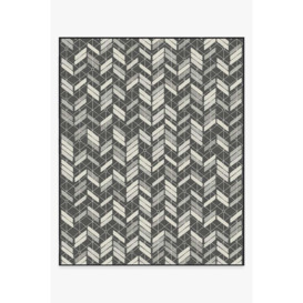 Outdoor Painted Chevron Black Rug - 245x305 - Machine Washable Area Rug - Kid & Pet Friendly - Outdoor Rugs - Ruggable