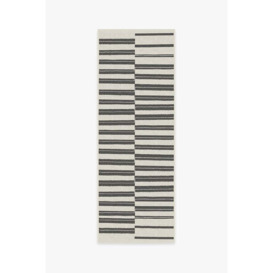 Outdoor Offset Stripe Black Rug - 75x215 - Machine Washable Area Rug - Kid & Pet Friendly - Outdoor Rugs - Ruggable - thumbnail 1