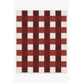 Outdoor Gingham Plaid Red & White Rug - 245x305 - Machine Washable Area Rug - Kid & Pet Friendly - Outdoor Rugs - Ruggable - thumbnail 1