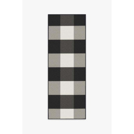 Outdoor Gingham Plaid Black & White Rug - 75x215 - Machine Washable Area Rug - Kid & Pet Friendly - Outdoor Rugs - Ruggable