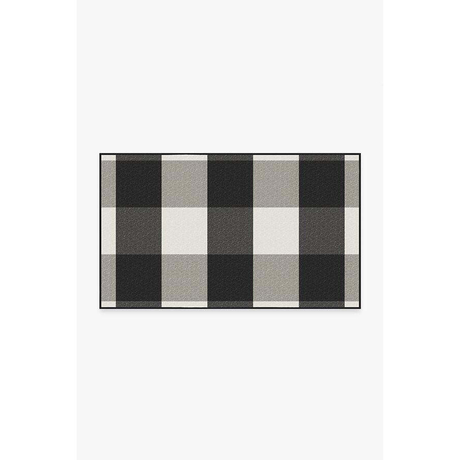 Outdoor Gingham Plaid Black & White Rug - 90x150 - Machine Washable Area Rug - Kid & Pet Friendly - Outdoor Rugs - Ruggable - image 1