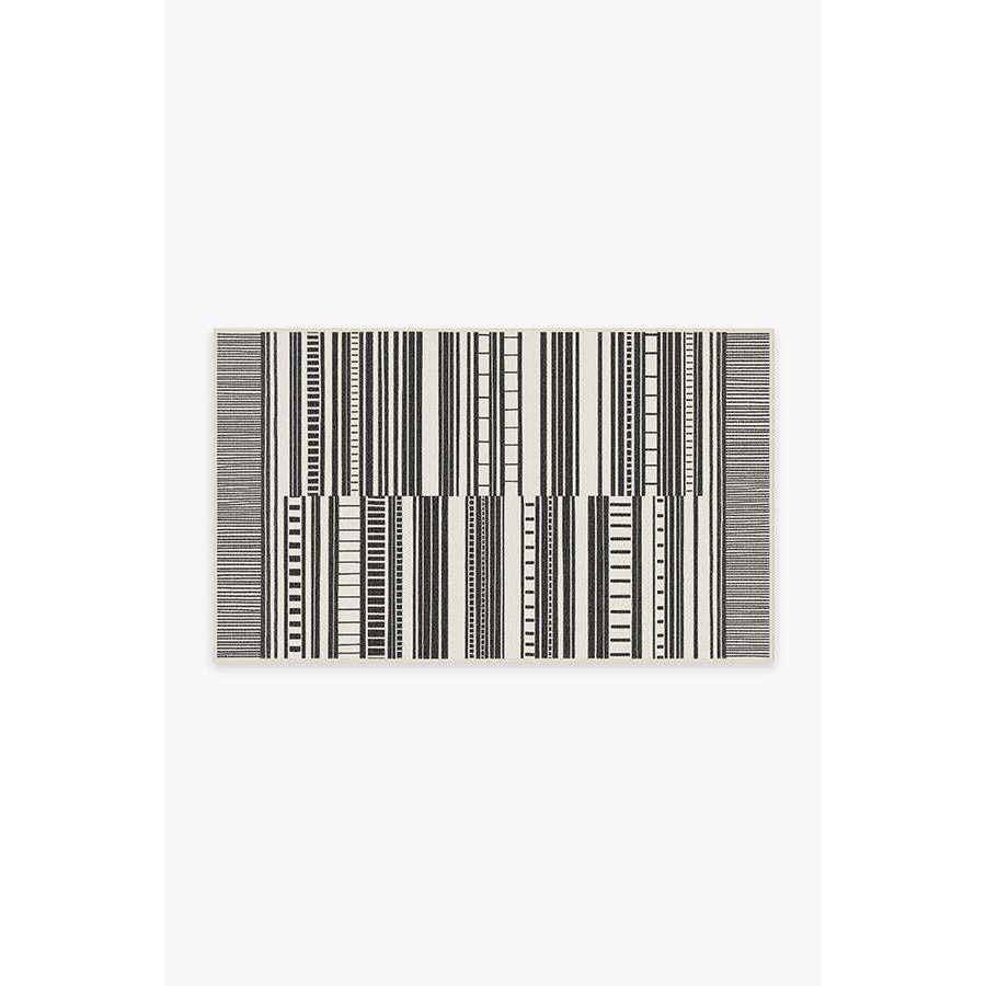 Outdoor Riviera Stripe Black & White Rug - 90x150 - Machine Washable Area Rug - Kid & Pet Friendly - Outdoor Rugs - Ruggable - image 1