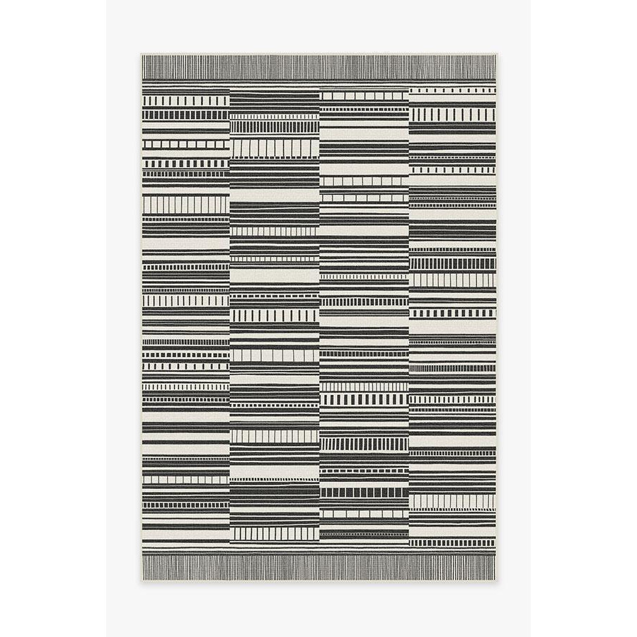 Outdoor Riviera Stripe Black & White Rug - 185x275 - Machine Washable Area Rug - Kid & Pet Friendly - Outdoor Rugs - Ruggable - image 1