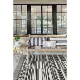 Outdoor Riviera Stripe Black & White Rug - 185x275 - Machine Washable Area Rug - Kid & Pet Friendly - Outdoor Rugs - Ruggable - thumbnail 2