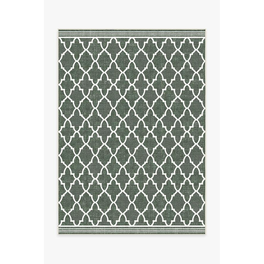Outdoor Varia Trellis Forest Green Rug - 150x215 - Machine Washable Area Rug - Kid & Pet Friendly - Outdoor Rugs - Ruggable - image 1