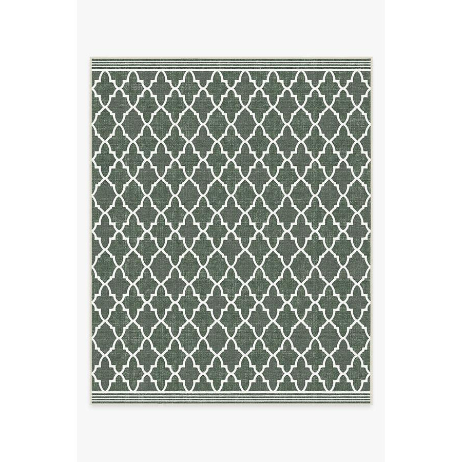 Outdoor Varia Trellis Forest Green Rug - 245x305 - Machine Washable Area Rug - Kid & Pet Friendly - Outdoor Rugs - Ruggable - image 1
