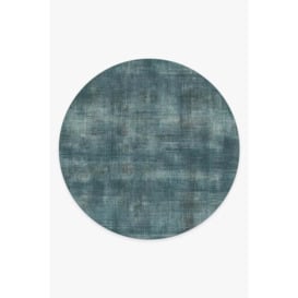 Sudaria Solid Teal Blue Rug - 245 Round - Machine Washable Area Rug - Kid & Pet Friendly - Indoor Rugs - Ruggable - thumbnail 1