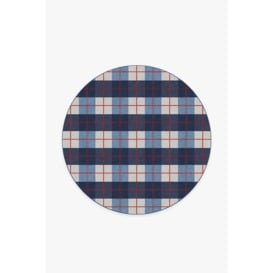 Buffalo Plaid Red & Blue Rug - 185 Round - Machine Washable Area Rug - Kid & Pet Friendly - Indoor Rugs - Ruggable