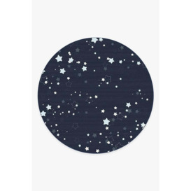 Constellation Navy Rug - 245 Round - Machine Washable Area Rug - Kid & Pet Friendly - Indoor Rugs - Ruggable - thumbnail 1