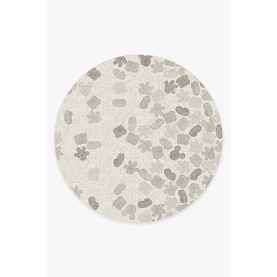 Mickey All Over Natural Rug - 245 Round - Machine Washable Area Rug - Kid & Pet Friendly - Indoor Rugs - Ruggable - image 1