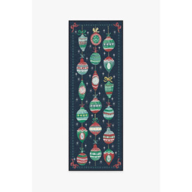 Outdoor Festive Garland Navy Rug - 75x215 - Machine Washable Area Rug - Kid & Pet Friendly - Outdoor Rugs - Ruggable