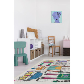 Robot Party Multicolour Rug - 275x365 - Machine Washable Area Rug - Kid & Pet Friendly - Indoor Rugs - Ruggable - thumbnail 2