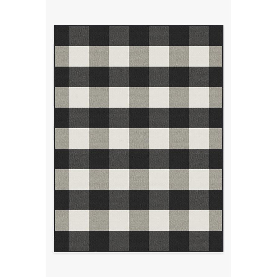 Outdoor Gingham Plaid Black & White Rug - 275x365 - Machine Washable Area Rug - Kid & Pet Friendly - Outdoor Rugs - Ruggable - image 1