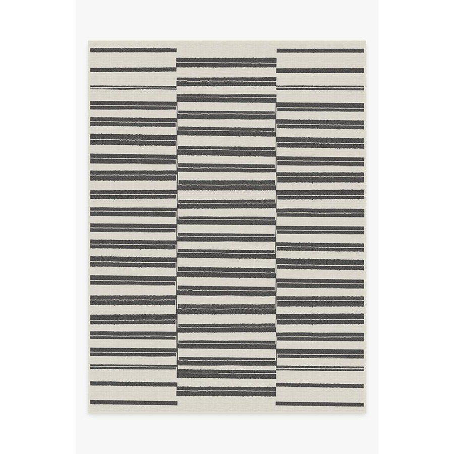 Outdoor Offset Stripe Black Rug - 275x365 - Machine Washable Area Rug - Kid & Pet Friendly - Outdoor Rugs - Ruggable - image 1