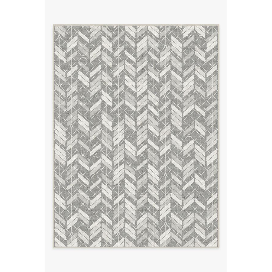Outdoor Painted Chevron Grey Rug - 275x365 - Machine Washable Area Rug - Kid & Pet Friendly - Outdoor Rugs - Ruggable - image 1
