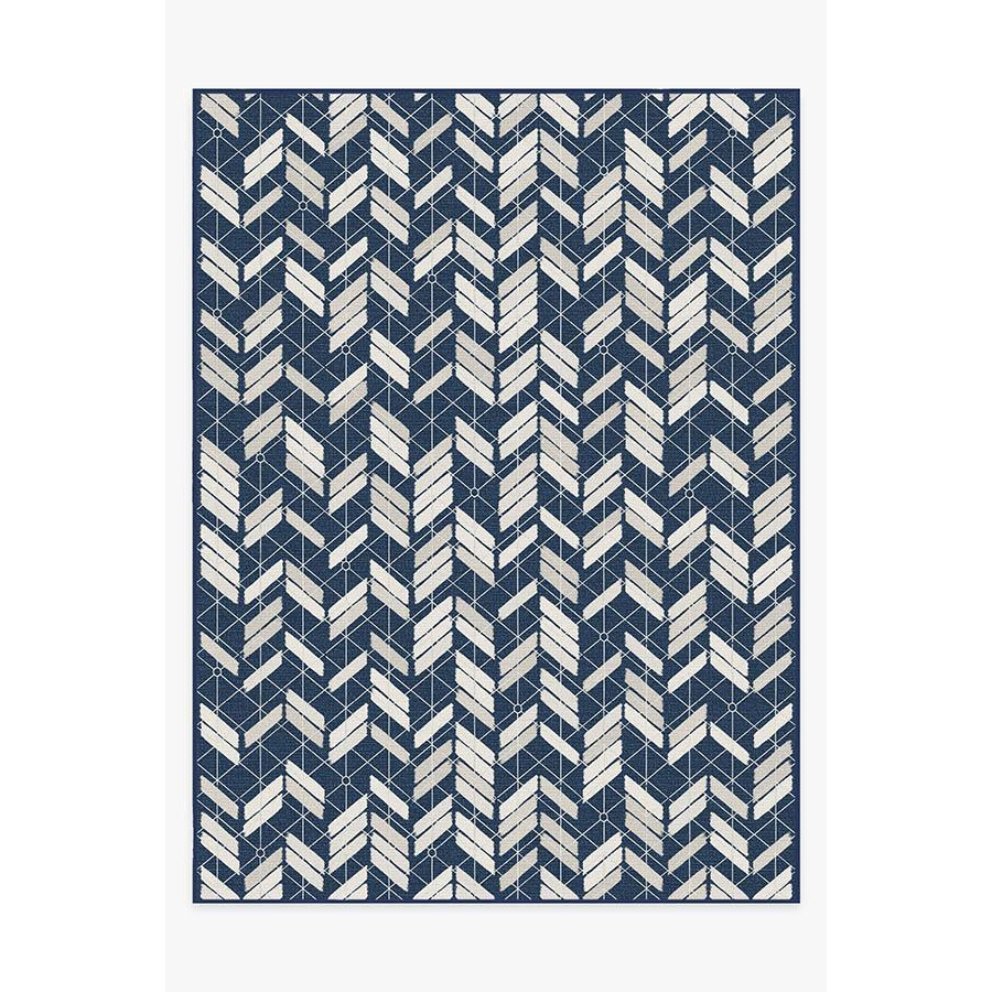 Outdoor Painted Chevron Navy Rug - 275x365 - Machine Washable Area Rug - Kid & Pet Friendly - Outdoor Rugs - Ruggable - image 1