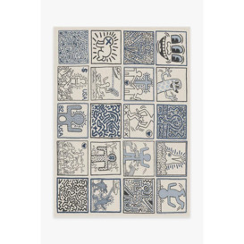 Keith Haring One Man Show Slate Blue - 150x215 - Machine Washable Area Rug - Kid & Pet Friendly - Indoor Rugs - Ruggable - thumbnail 1