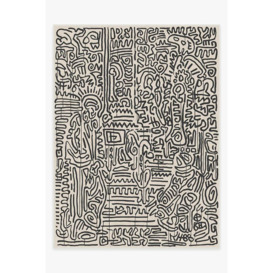 Keith Haring Freestyle Black & Ivory - 275x365 - Machine Washable Area Rug - Kid & Pet Friendly - Indoor Rugs - Ruggable