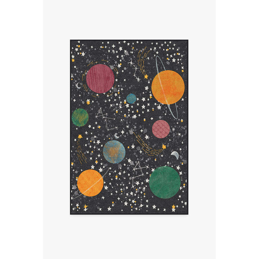 Outer Space Black Rug - 120x185 - Machine Washable Area Rug - Kid & Pet Friendly - Indoor Rugs - Ruggable - image 1
