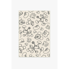 Mickey Doodles Black and Ivory Rug - 120x185 - Machine Washable Area Rug - Kid & Pet Friendly - Indoor Rugs - Ruggable
