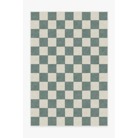 Jaque Checkered Slate Green Rug - 185x275 - Machine Washable Area Rug - Kid & Pet Friendly - Indoor Rugs - Ruggable - thumbnail 1