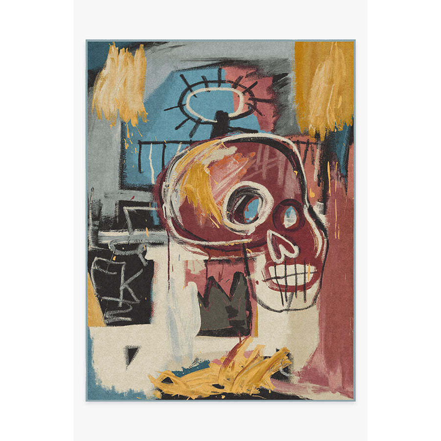 Jean-Michel Basquiat Samo Skull Multicolour Rug - 275x365 - Machine Washable Area Rug - Kid & Pet Friendly - Indoor Rugs - Ruggable - image 1