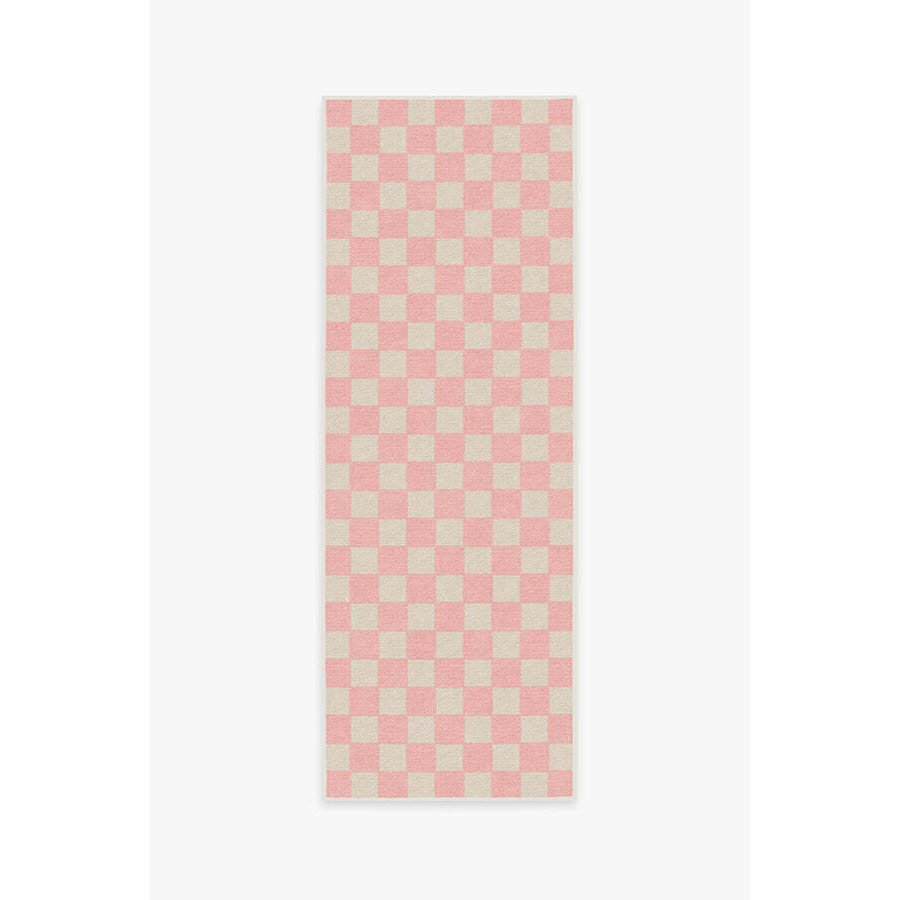 Teresa Checkered Pink Rug - 75x215 - Machine Washable Area Rug - Kid & Pet Friendly - Indoor Rugs - Ruggable - image 1