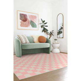 Teresa Checkered Pink Rug - 75x215 - Machine Washable Area Rug - Kid & Pet Friendly - Indoor Rugs - Ruggable - thumbnail 2