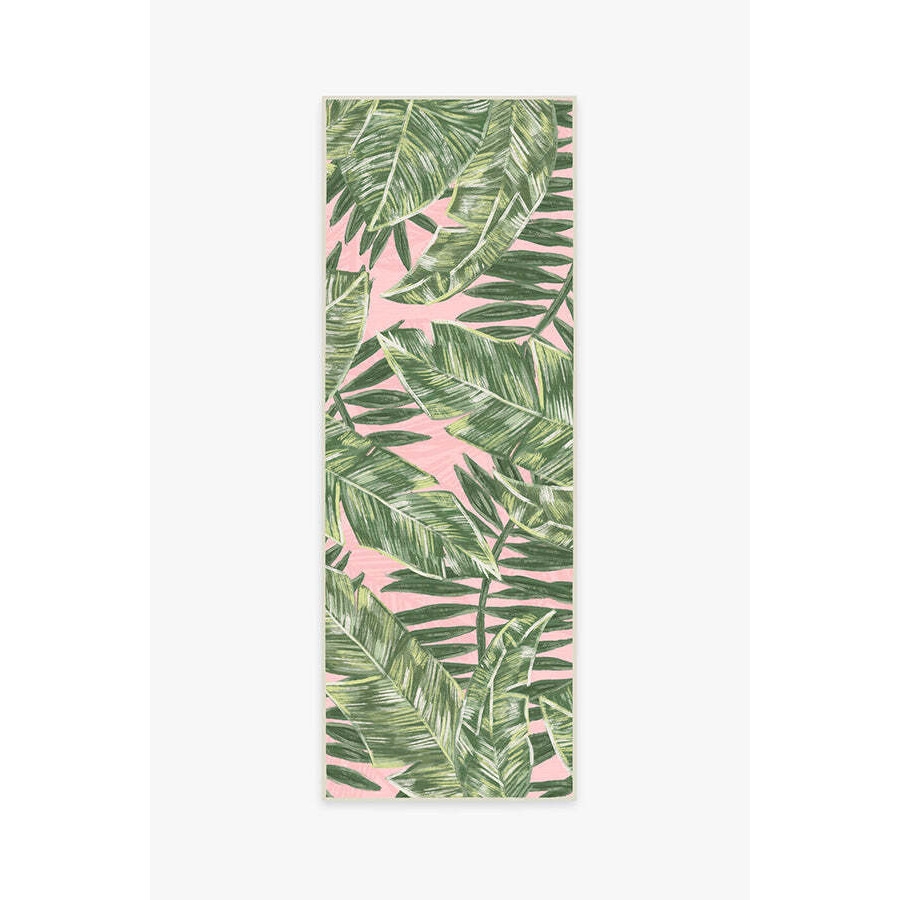 Outdoor Filifera Palm Pink Rug - 75x215 - Machine Washable Area Rug - Kid & Pet Friendly - Outdoor Rugs - Ruggable - image 1
